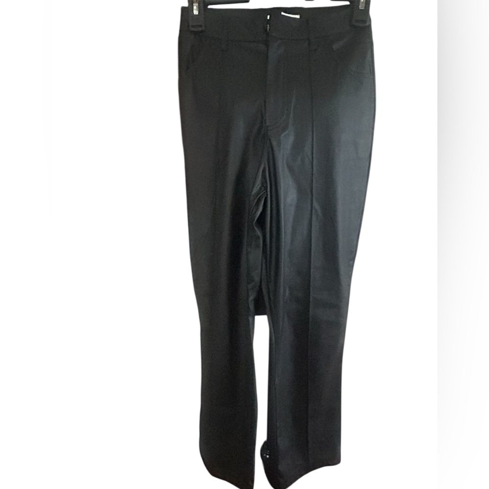 MRP Black Faux Leather Pants High Rise Straight Leg Minimalist Edgy Women 30